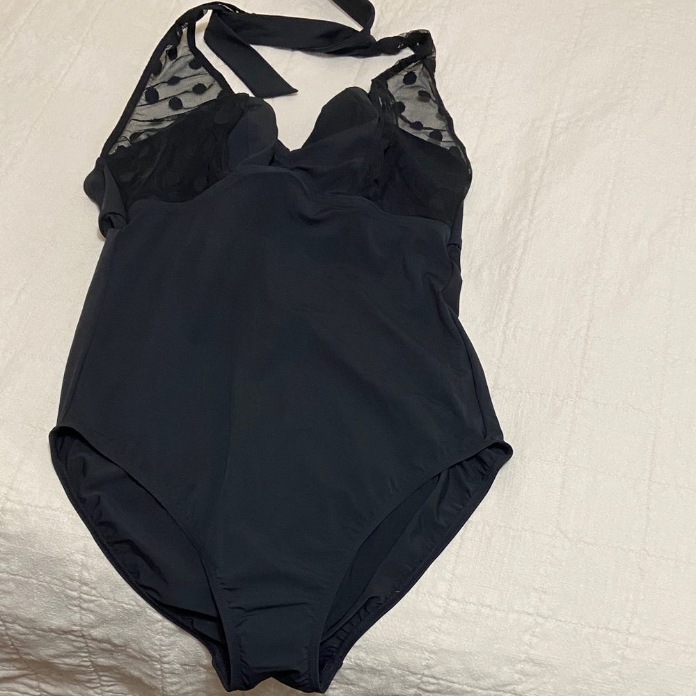 NEVER WORM Figleaves Black Halter One-Piece Swimsuit
